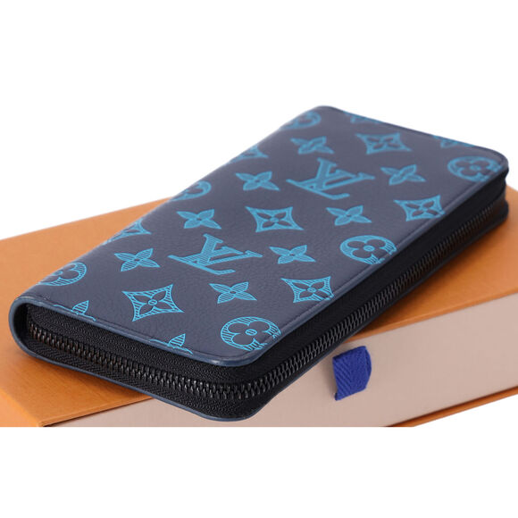 Louis Vuitton Zippy Wallet Vertical Monogram Shadow Long Wallet M80423 Navy Blue - Picture 4 of 6